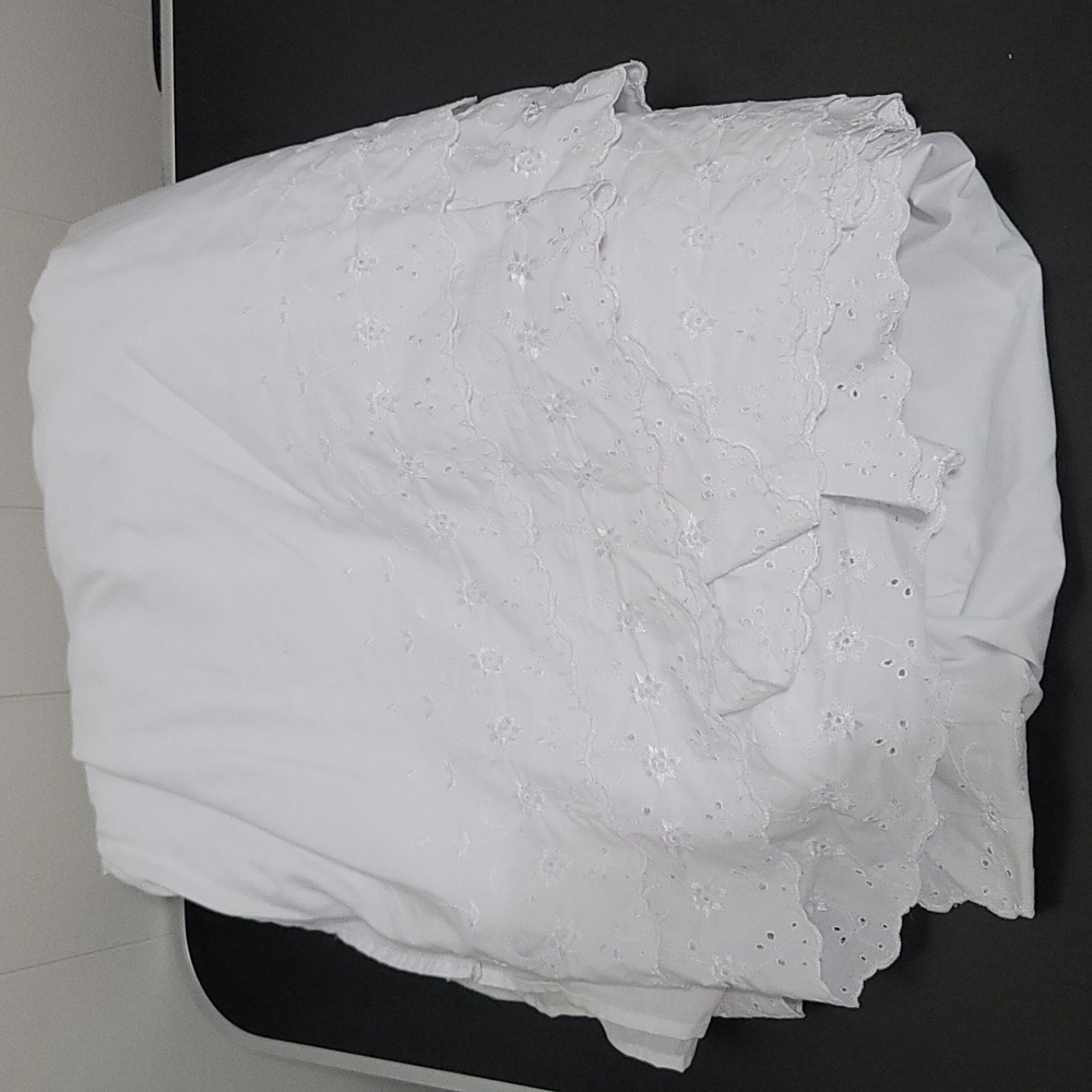 White Eyelet King Bed Skirt